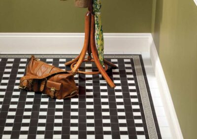 Original Style Victorian Floor - Ambleside pattern in Black and Dover White with Greek Key Border