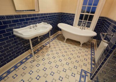 Original Style Victorian Floor - Arundel White, Pugin Blue & Grey with Kingsley Based Border