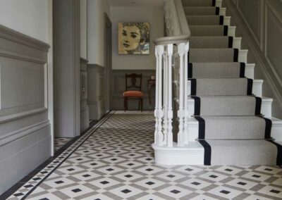 Original Style Victorian Floor - Bespoke Pattern Black Holkham Dune and-White