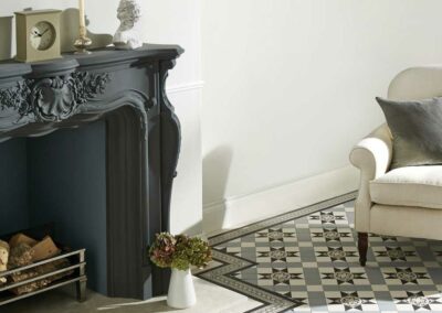 Original Style Victorian Floor - Blenheim Pattern in Black Grey and Dover White with Telford Black Border