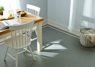 Original Style Victorian Floor - Buckfastleigh pattern Revival Grey with Simple Border Dover White and Revival Grey