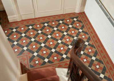 Original Style Victorian Floor - Richmond Red, Black, Buff & White with Byron Border