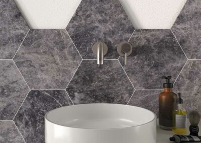Ionic Silver Moon Honed Hexagon Marble
