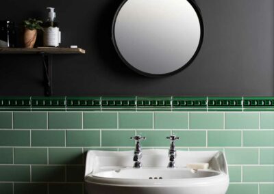 Original Style Artworks Jade Breeze Half Tiles (GJB9002) & Victorian Green Dentil (E9905)