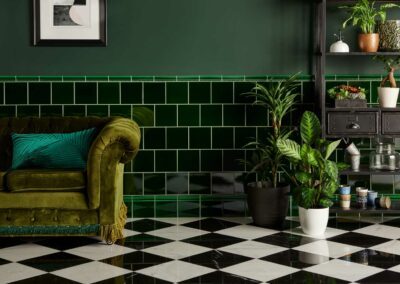 Original Style Artworks Victorian Green (E9928), (E9000), (E9903) with Earthworks Marble Floor Tiles