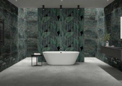 TAU Cerámica Alesso - 40cm x 120cm, Metal Seagreen - 60cmx 120cm & Integra Gray - 60cm x 120cm