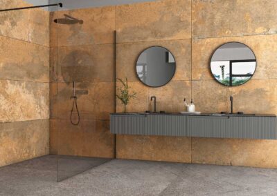 TAU Cerámica Brooklyn Rusteel - 60cm x 120cm & Fidenxa Graphite - 60cm x 120cm