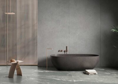 TAU Cerámica Piamonte Silver - 120cm x 280cm & Integra Graphite - 120cm x 120cm